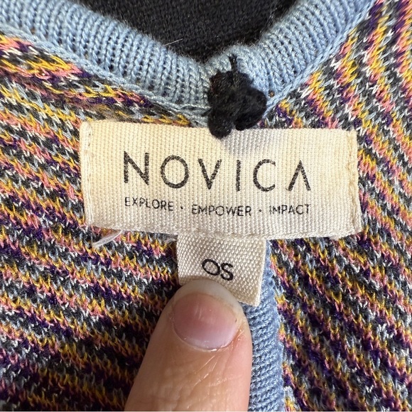Novica Effortless Style Heavy Knit Multicolor Viscose Blend Ruana from India - Picture 8 of 11